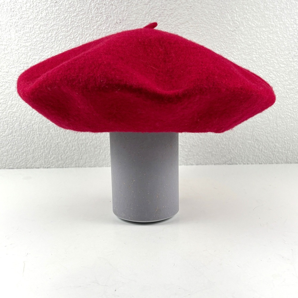 Beret Hat Womens OS Red Wool Blend French Style Accessory French Style Parisian